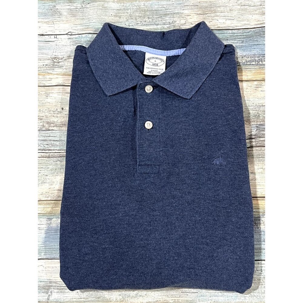 Men's Brooks Brothers Blue Polo Shirt Large‎ H4